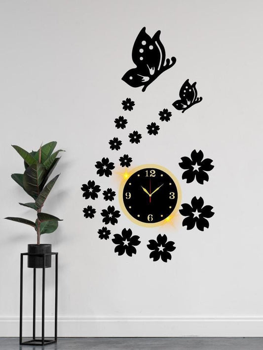 Butterfly Analog Wall Clock With Light